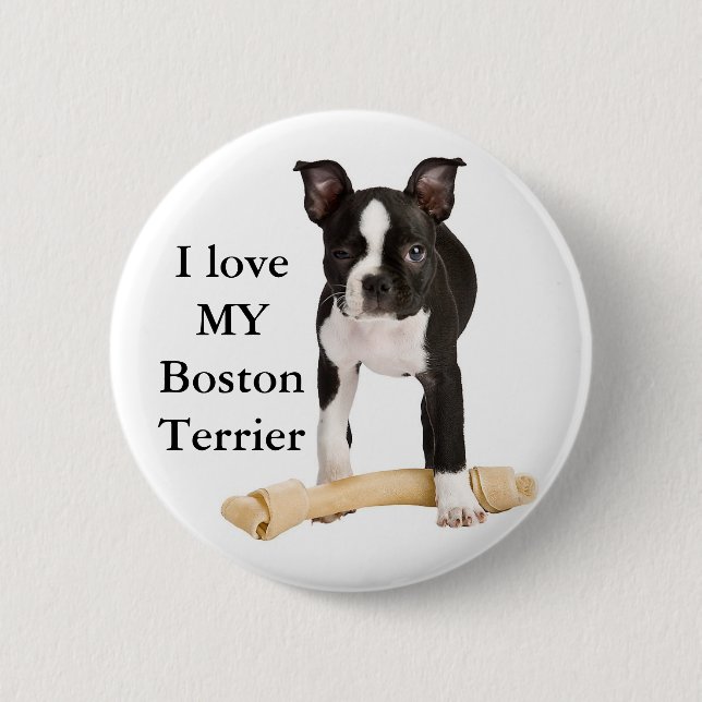 Chapa Redonda De 5 Cm Amo mi Boston Terrier (Anverso)