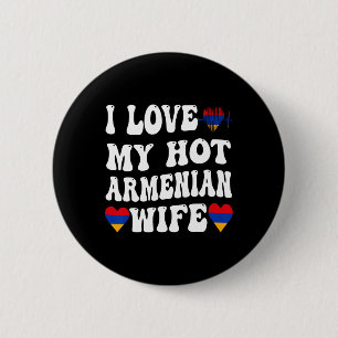 Chapa Redonda De 5 Cm Amo mi caliente esposa armenia Bandera Armenia Cor