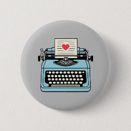 Chapa Redonda De 5 Cm Amo mi máquina de escribir