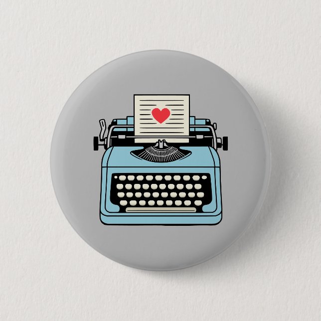 Chapa Redonda De 5 Cm Amo mi máquina de escribir (Anverso)