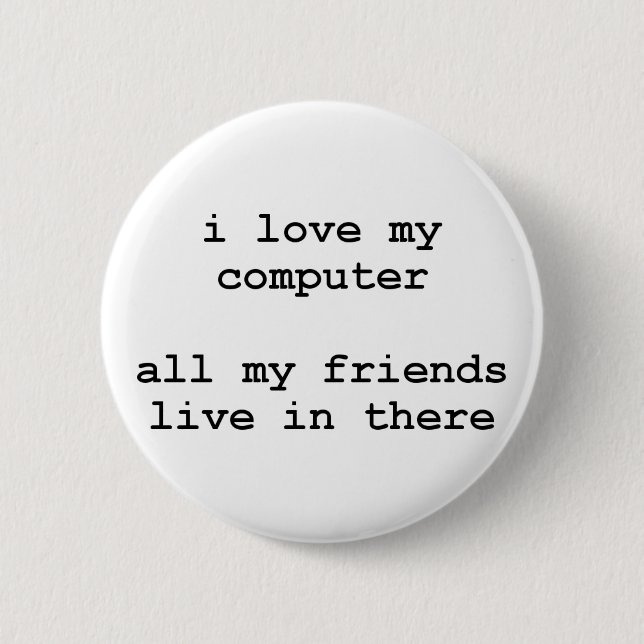 Chapa Redonda De 5 Cm amo mi ordenador (Anverso)