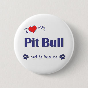Chapa Redonda De 5 Cm Amo mi pitbull (el perro masculino)