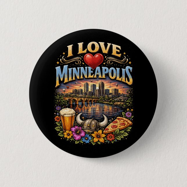 Chapa Redonda De 5 Cm Amo Minneapolis (Anverso)