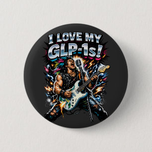 Chapa Redonda De 5 Cm Amo mis GLP-1s Gráfico de neón para guitarrista de