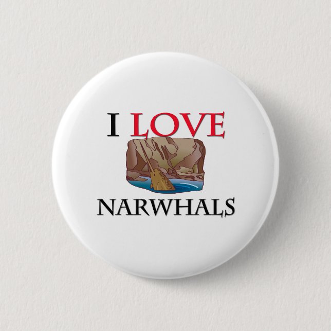 Chapa Redonda De 5 Cm Amo Narwhals (Anverso)