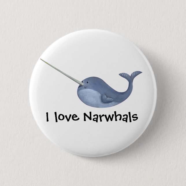Chapa Redonda De 5 Cm Amo Narwhals (Anverso)