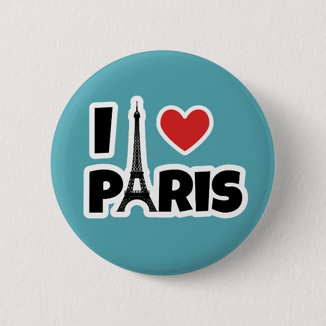 Chapa Redonda De 5 Cm Amo París (Anverso)