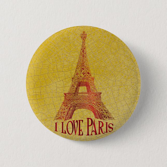 Chapa Redonda De 5 Cm Amo París (Anverso)