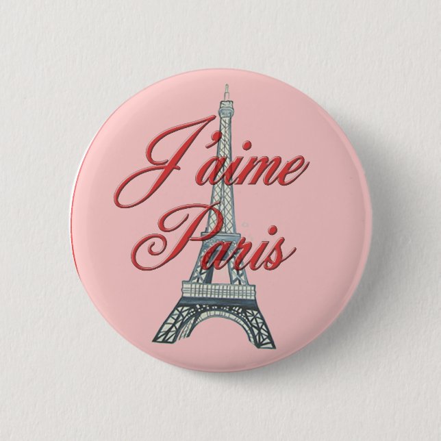 Chapa Redonda De 5 Cm Amo París (Anverso)