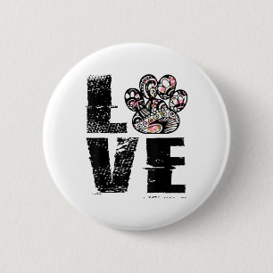 Chapa Redonda De 5 Cm Amo Paw Tattoo Flor Perro más de _1