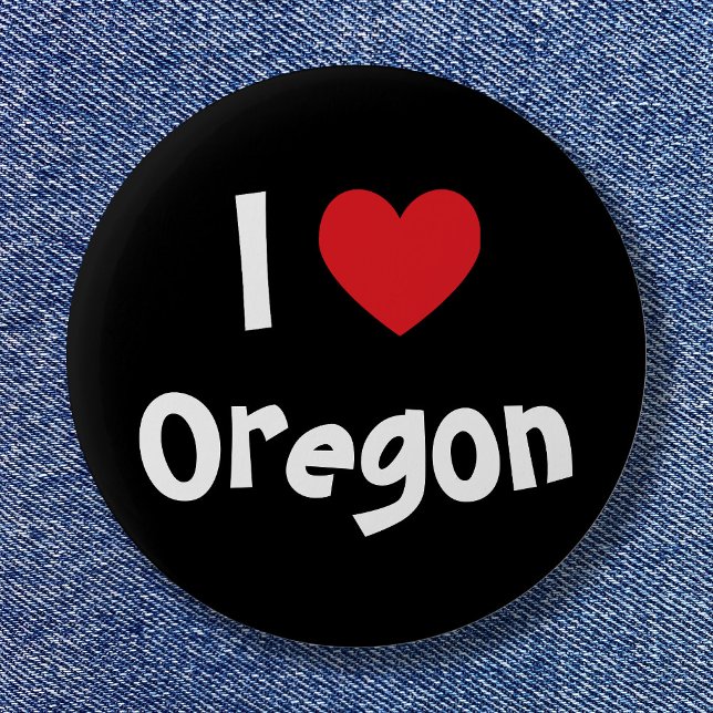 Chapa Redonda De 5 Cm Amo tu ciudad o estado aquí (I Love Oregon Button)