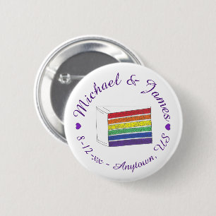 Chapa Redonda De 5 Cm AMOR Boda arcoiris Pastel Orgullo Gay Morado Coraz