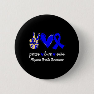 Chapa Redonda De 5 Cm Amor Cure Alopecia Areata Cinta Azul Conciencia