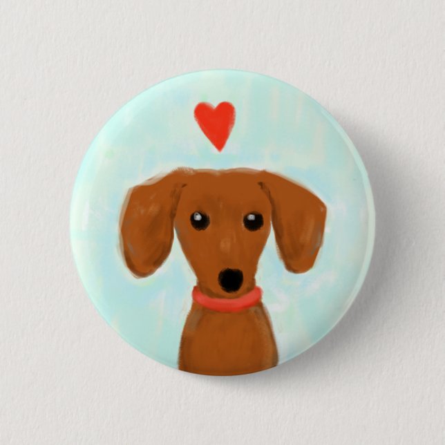Chapa Redonda De 5 Cm Amor de Dachshund (Anverso)