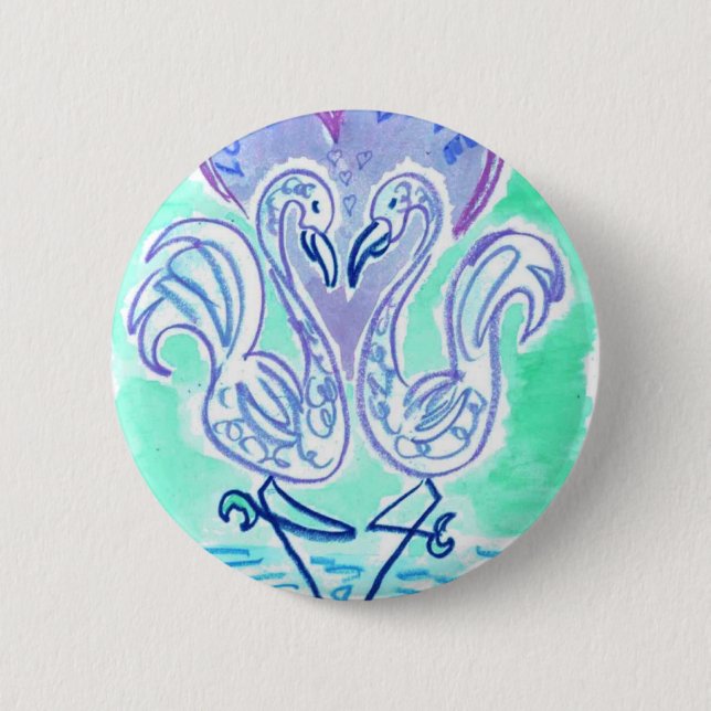Chapa Redonda De 5 Cm Amor de Flamenco (azul) (Anverso)