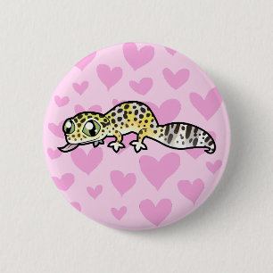 Chapa Redonda De 5 Cm Amor de Gecko Leopardo