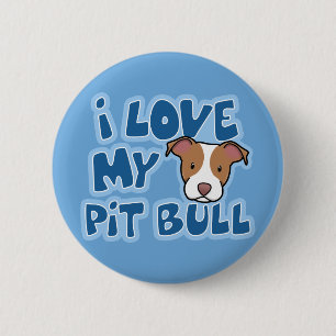 Chapa Redonda De 5 Cm Amor de Kawaii I mi pitbull
