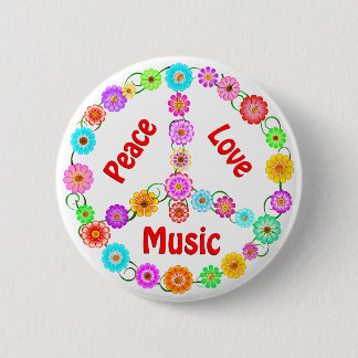 Chapa Redonda De 5 Cm Amor de la paz de la música