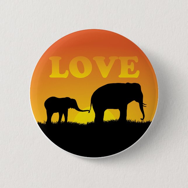 Chapa Redonda De 5 Cm Amor del elefante (Anverso)