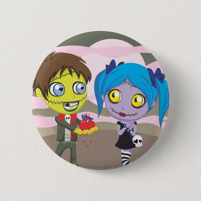 Chapa Redonda De 5 Cm Amor del zombi (Anverso)