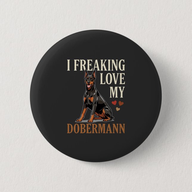 Chapa Redonda De 5 Cm Amor Dobermann Amante Perros (Anverso)