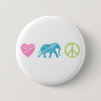 Chapa Redonda De 5 Cm Amor, elefante y paz