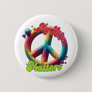 Chapa Redonda De 5 Cm Amor Hippie Paz La Vida Importa Personalizado