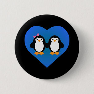 Chapa Redonda De 5 Cm Amor pingüino