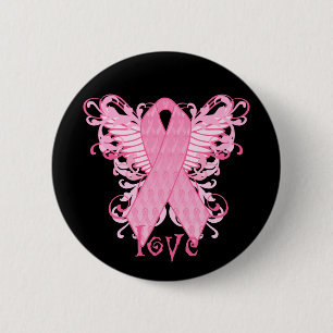 Chapa Redonda De 5 Cm Amor rosado de la cinta