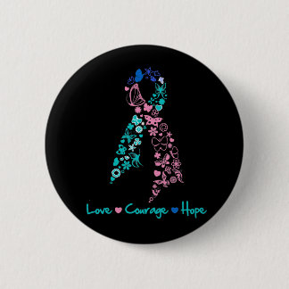 Chapa Redonda De 5 Cm Amor Valor Esperanza Mariposa - Cáncer tiroideo