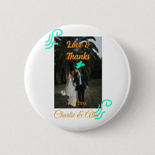 Chapa Redonda De 5 Cm Amor y gracias boda pareja foto moderna add oran