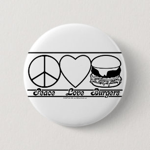 Chapa Redonda De 5 Cm Amor y hamburguesas de la paz