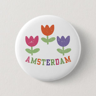 Chapa Redonda De 5 Cm Amsterdam Tulips