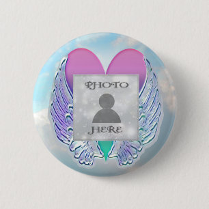 Chapa Redonda De 5 Cm Añadir corazón de Angel Wings, Personalizado de 