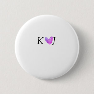 Chapa Redonda De 5 Cm Añadir letra de pareja boda purpurina de corazón r