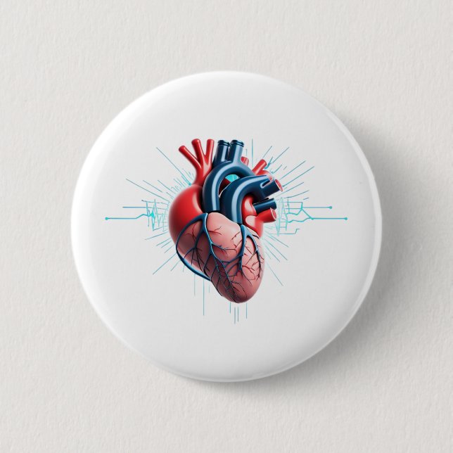 Chapa Redonda De 5 Cm Anatomical Heart – Artistic Medical Illustration  (Anverso)