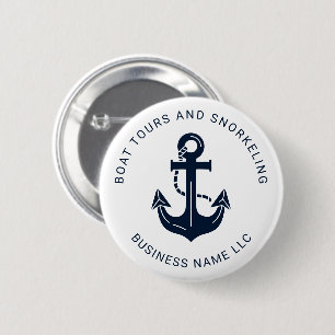 Chapa Redonda De 5 Cm Ancla Azul Marino Personalizada Empresarial Corpor