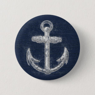 Chapa Redonda De 5 Cm Ancla náutica del vintage