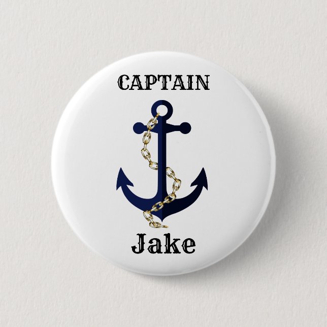 Chapa Redonda De 5 Cm Anclaje marino, cadena, personalizado (Anverso)
