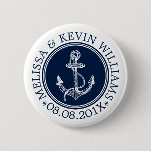 Chapa Redonda De 5 Cm Anclaje Náutico Blanco Círculo Azul
