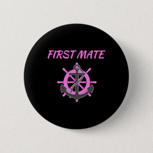 Chapa Redonda De 5 Cm Anclaje náutico femenino de primer mate rosa
