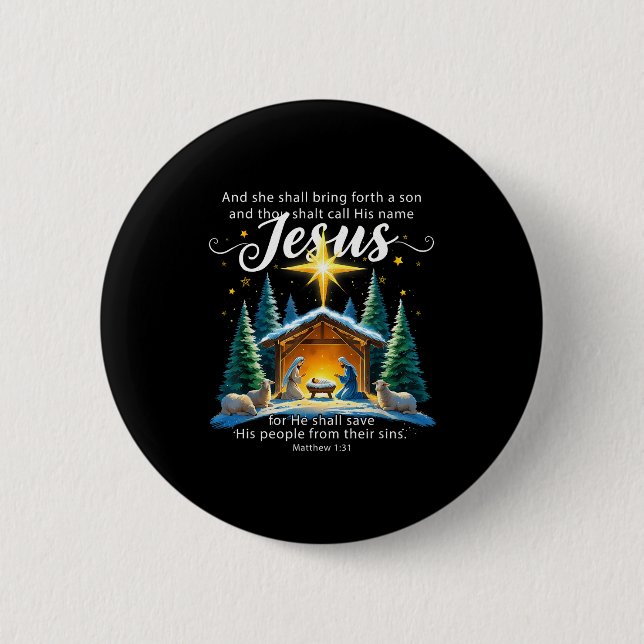 Chapa Redonda De 5 Cm And Thou Shalt Call His Name Jesus Nativity Christ (Anverso)