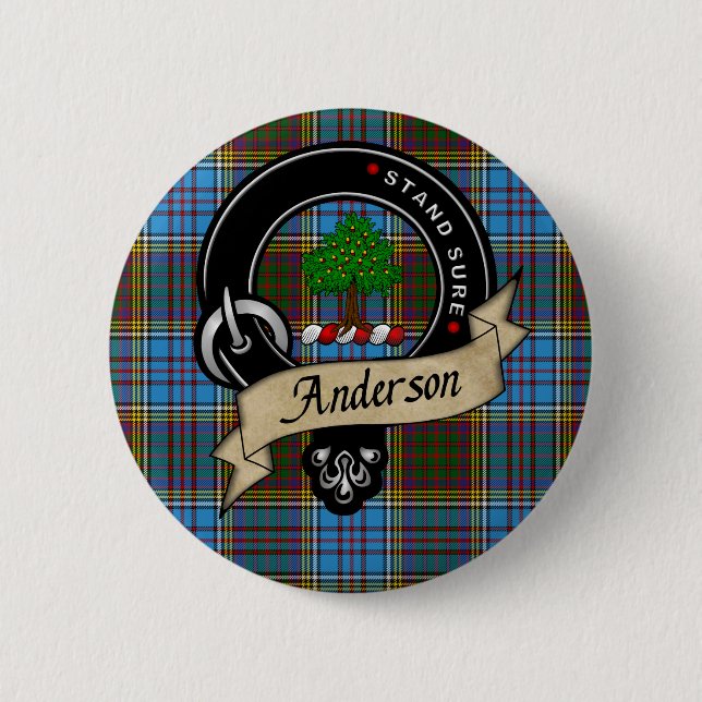 Chapa Redonda De 5 Cm Anderson Clan Badge & Tartan (Anverso)