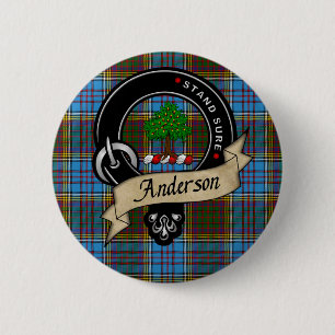 Chapa Redonda De 5 Cm Anderson Clan Badge & Tartan
