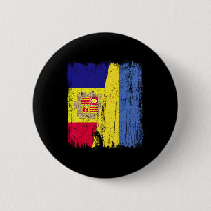 Chapa Redonda De 5 Cm Andorra Ucrania Media Bandera Herencia Andorana Uc