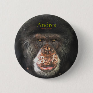 Chapa Redonda De 5 Cm Andrés, salve a los chimpancés