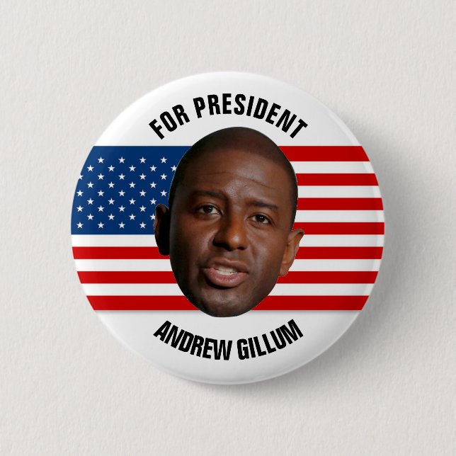 Chapa Redonda De 5 Cm Andrew Gillum para el presidente (Anverso)