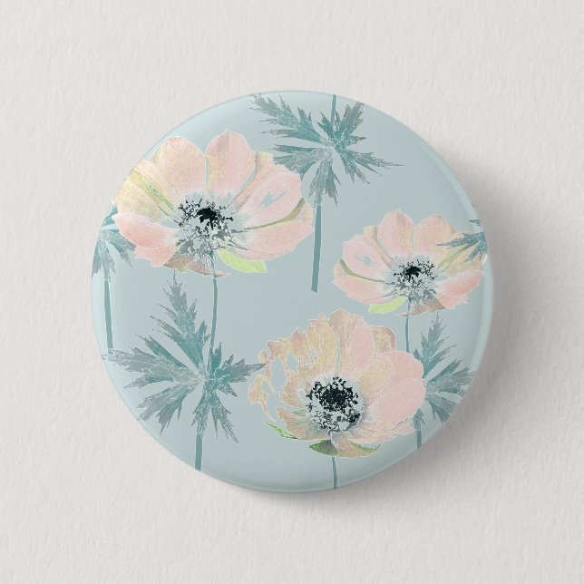 Chapa Redonda De 5 Cm Anémonas rosas delgadas. (Anverso)