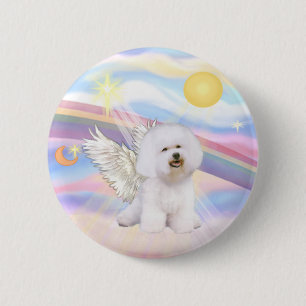 Chapa Redonda De 5 Cm Angel Bichon Frise