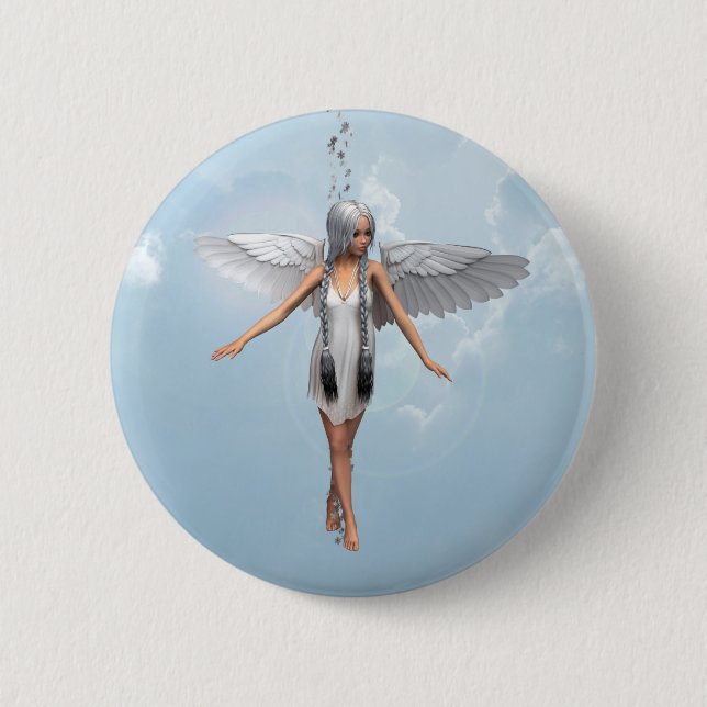 Chapa Redonda De 5 Cm Ángel Blanco (Anverso)